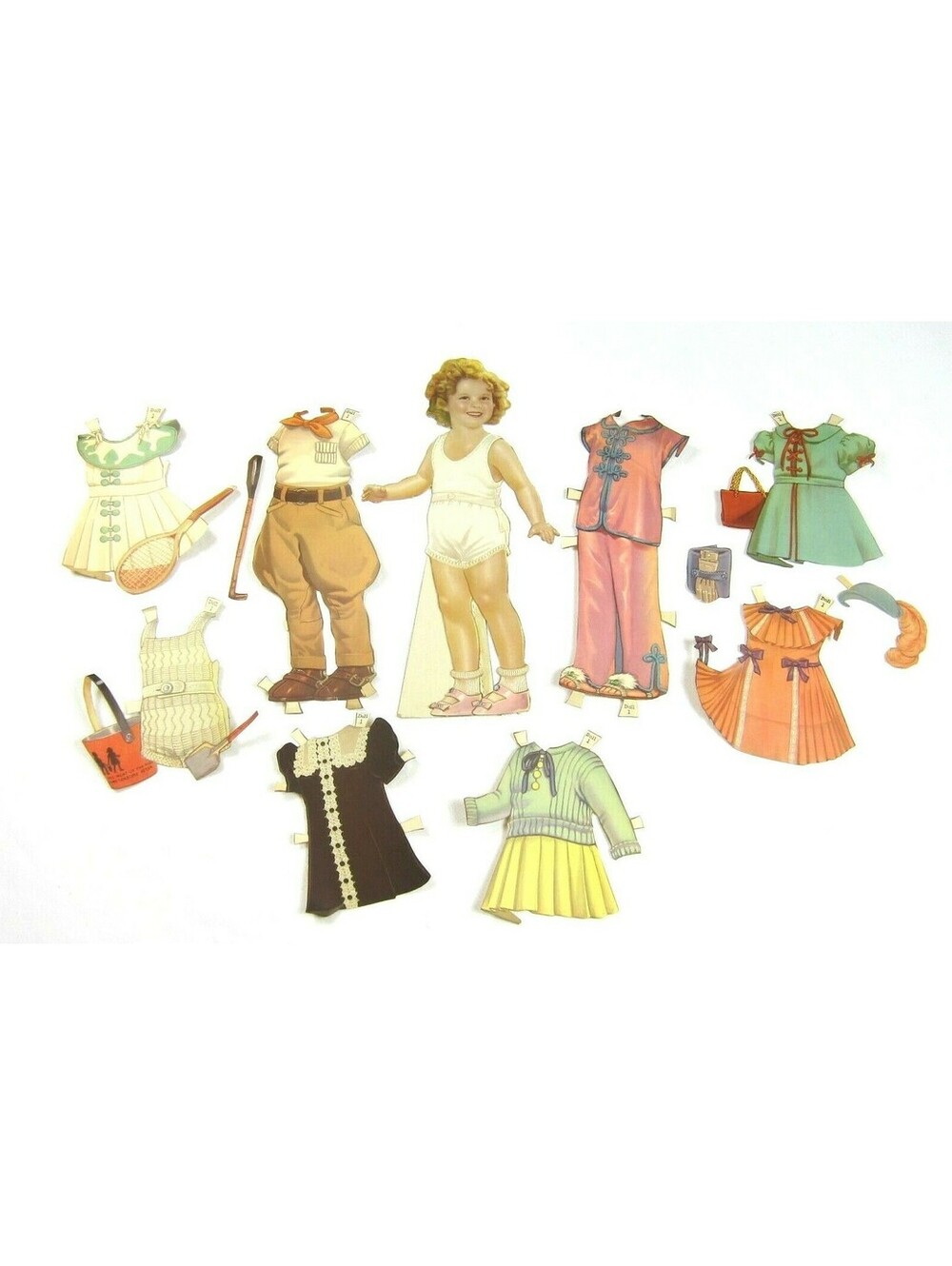 Vintage 1937 Shirley Temple Paper Dolls & Dresses Set XL 14.5" Saalfield 1761